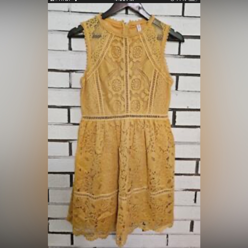 Xhilaration -mustard yellow lace dress